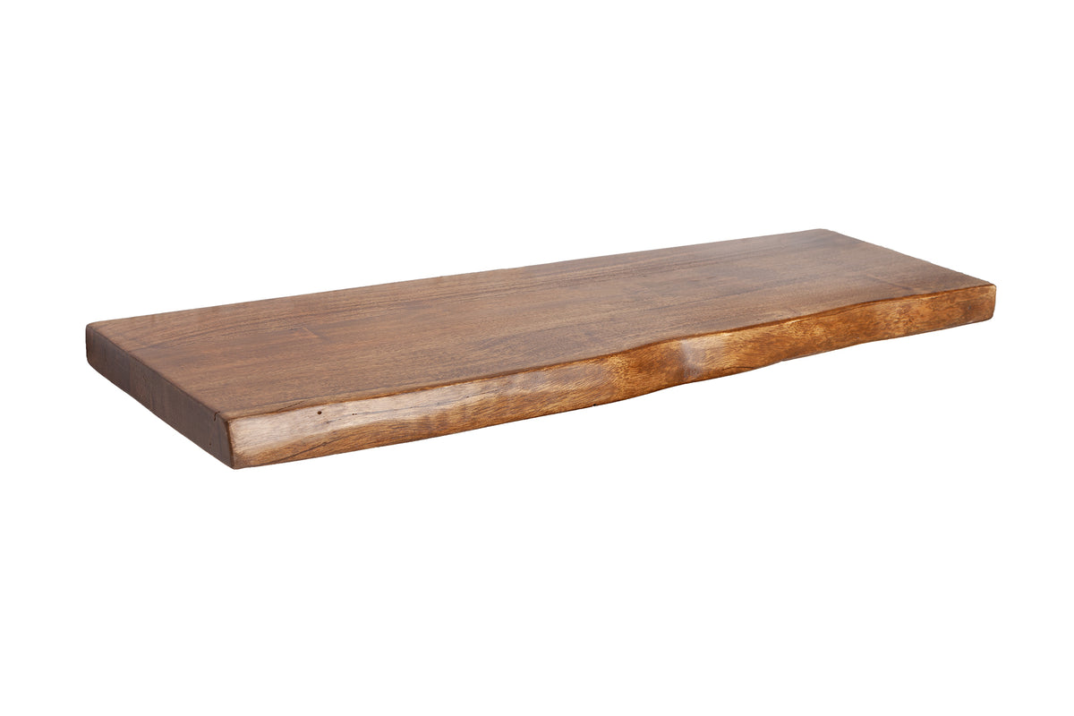 MAMMUT solid wall shelf 115cm acacia wood shelf with tree edge