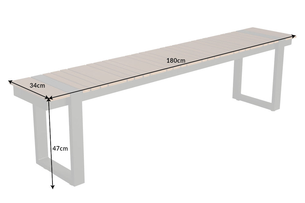 Moderne Garten Sitzbank TAMPA LOUNGE 180cm Aluminium Holz-Design wetterfest Outdoor