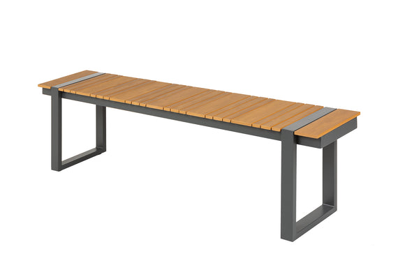 Moderne Garten Sitzbank TAMPA LOUNGE 180cm Aluminium Holz-Design wetterfest Outdoor