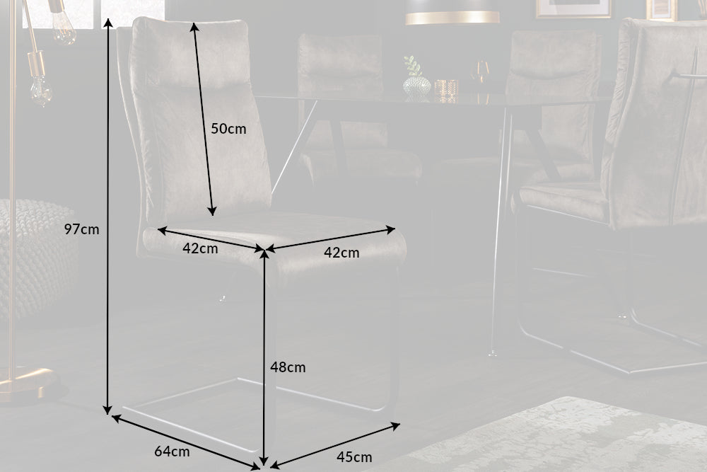 COMFORT Moderner Freischwinger Stuhl antik taupe mit Komfortgriff