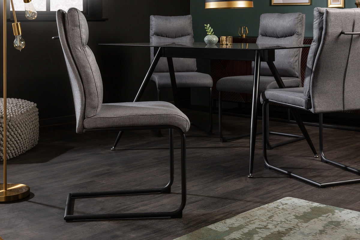 COMFORT Moderner Freischwinger Stuhl grau mit Komfortgriff
