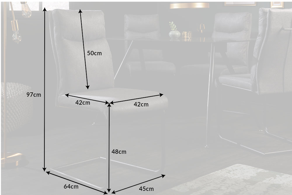 COMFORT Moderner Freischwinger Stuhl grau mit Komfortgriff