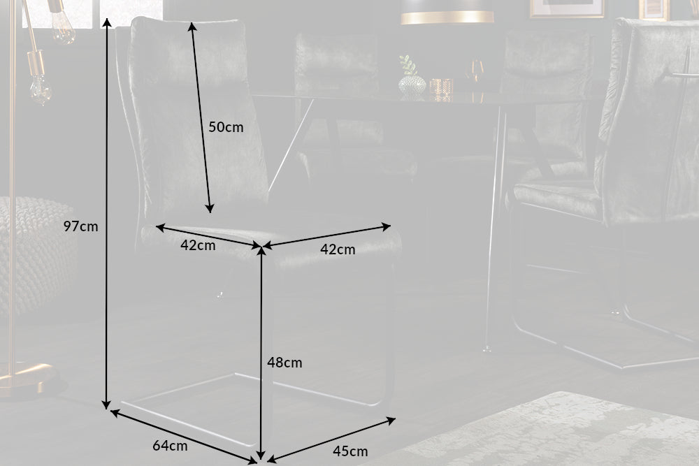 COMFORT Moderner Freischwinger Stuhl Samt mit Komfortgriff