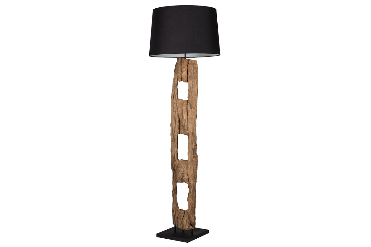 BARRACUDA solid floor lamp 177cm natural ironwood cotton shade