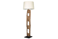 BARRACUDA solid floor lamp 177cm natural ironwood cotton shade