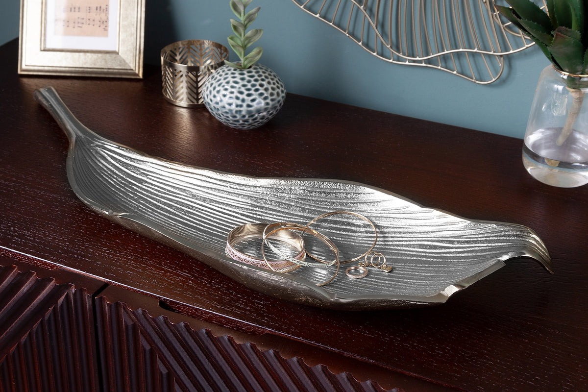 Handgefertigte Deko Schale ABSTRACT LEAF 65cm Aluminium