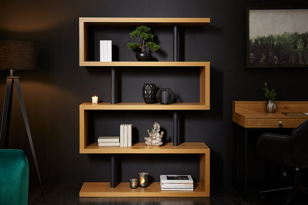 SNAKE Design Regal 165cm Eichenoptik Bücherregal mit fünf Böden