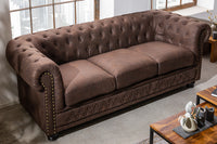 Chesterfield 3er Sofa 205cm vintage 3-Sitzer mit Knopfheftung und Federkern