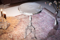 SAVOY Elegant side table 55cm polished silver tripod with round top