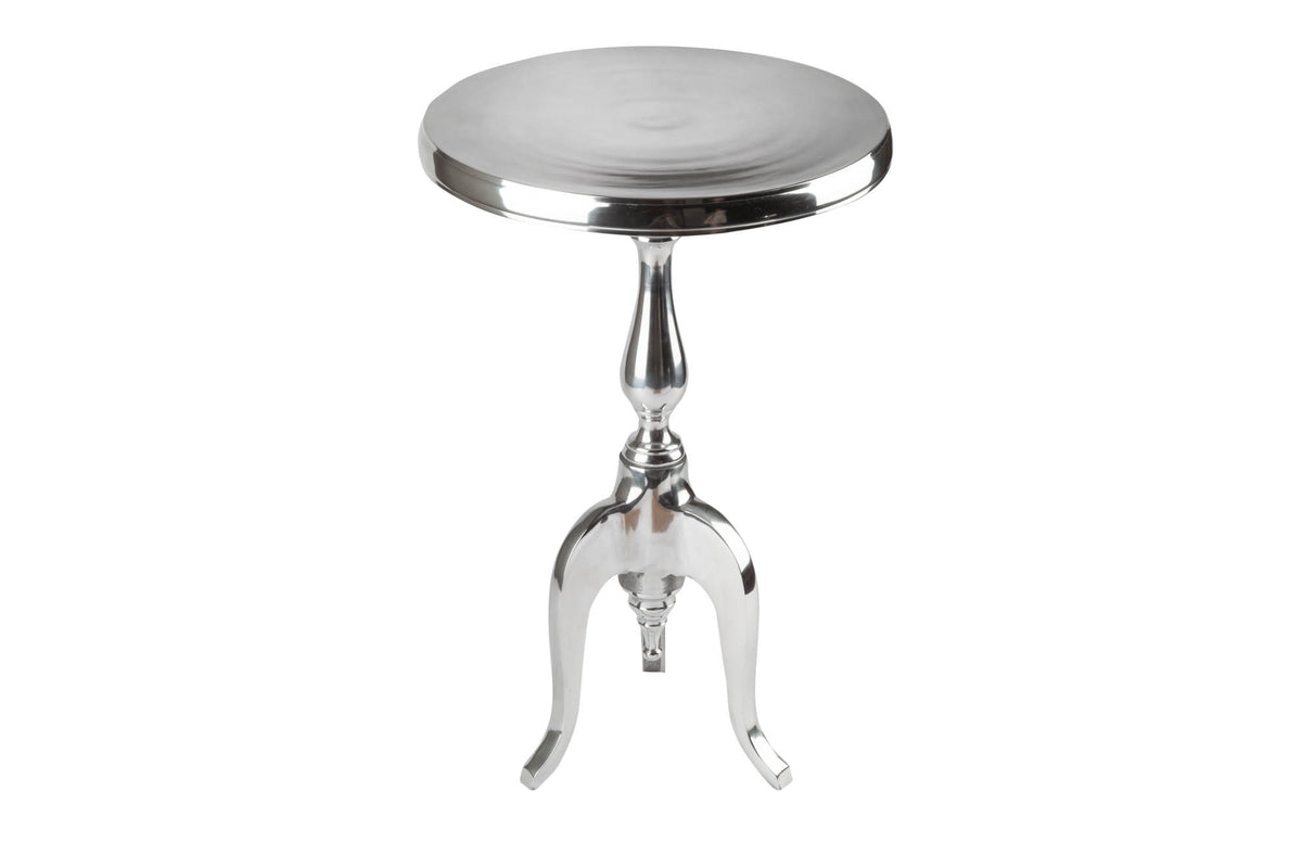 SAVOY Elegant side table 55cm polished silver tripod with round top