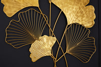 Elegante Wanddeko GINKGO 110cm gold in filigraner Blattform