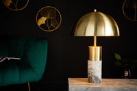 BURLESQUE Elegante Tischlampe 52cm gold mit grauem Marmorfuß