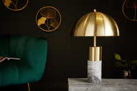 BURLESQUE Elegante Tischlampe 52cm gold mit grauem Marmorfuß