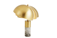 BURLESQUE Elegante Tischlampe 52cm gold mit grauem Marmorfuß
