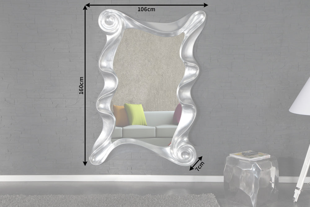 Extravaganter Wandspiegel ALICE 160x106cm silber variabel aufhängbar
