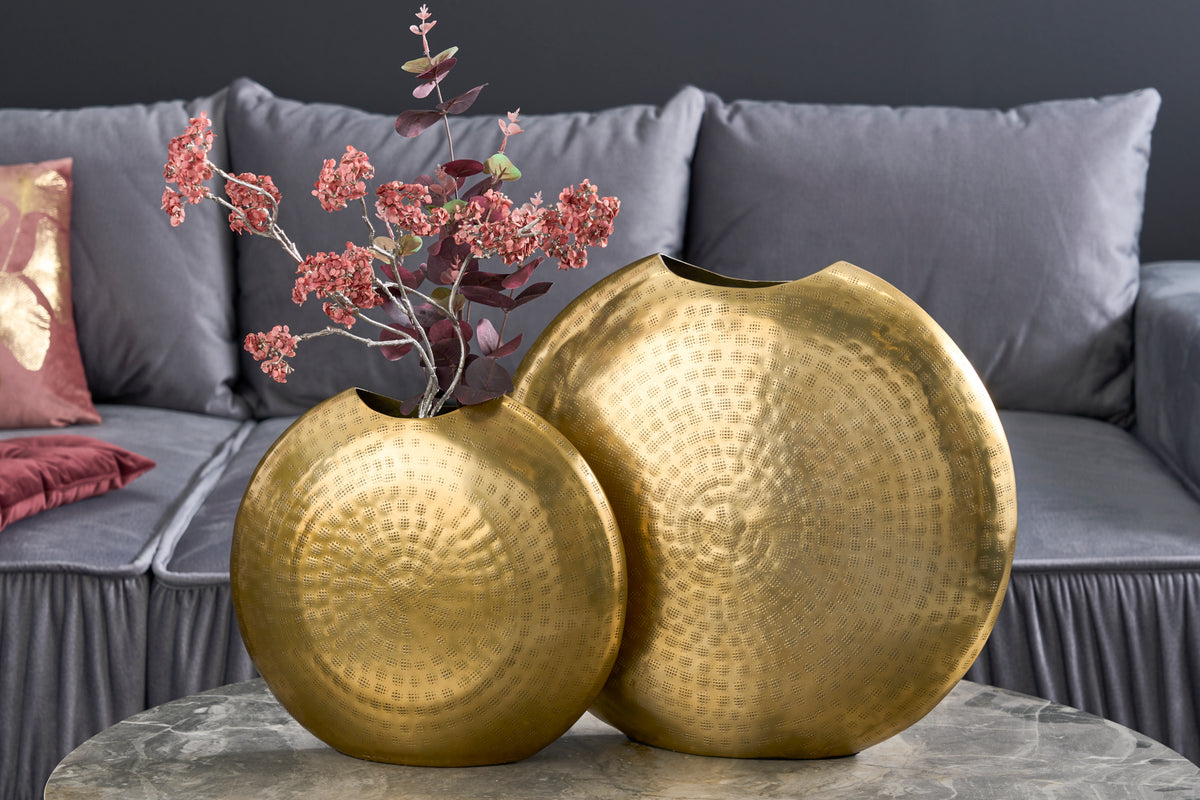 ORIENTAL Elegantes Vasen 2er Set 44cm im Grid Hammerschlag Design