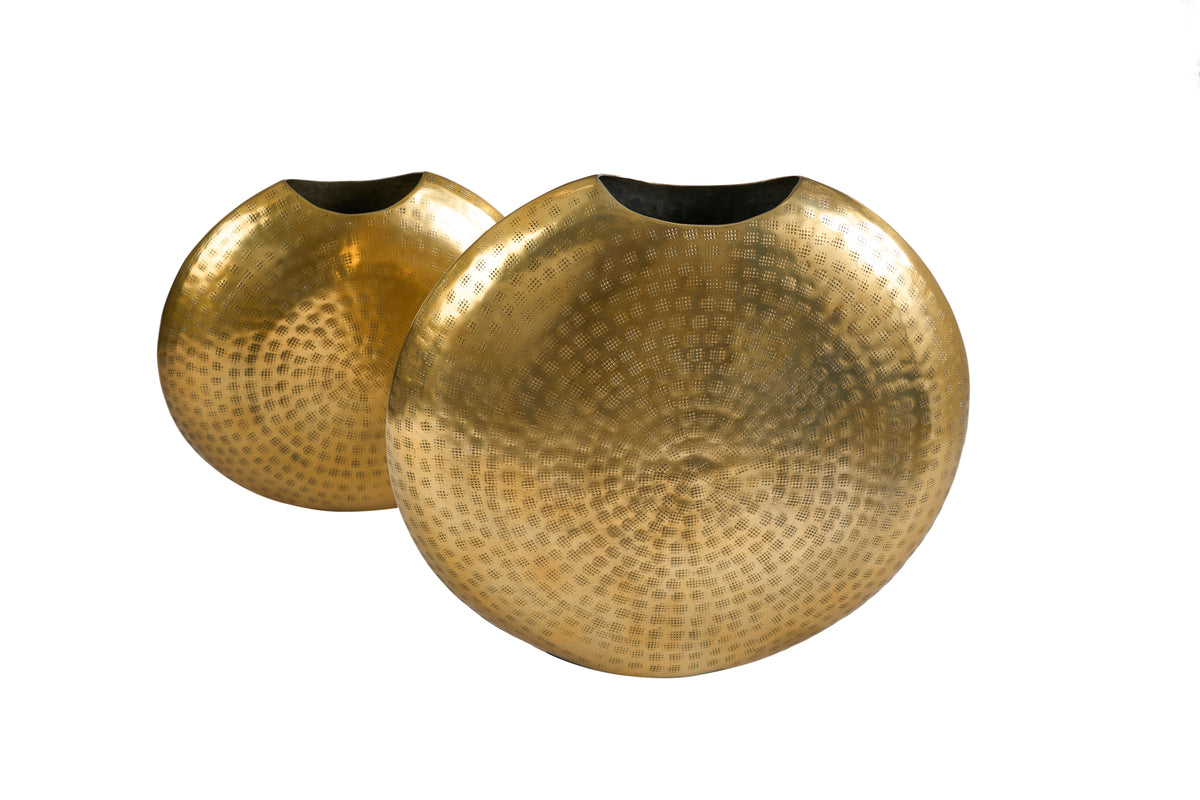 ORIENTAL Elegantes Vasen 2er Set 44cm im Grid Hammerschlag Design