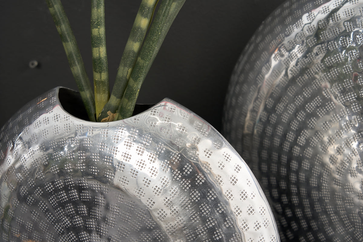 ORIENTAL Elegantes Vasen 2er Set 44cm im Grid Hammerschlag Design