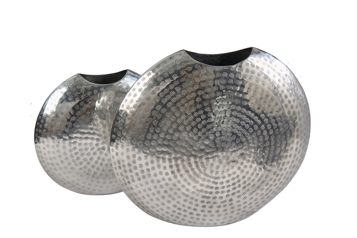 ORIENTAL Elegantes Vasen 2er Set 44cm im Grid Hammerschlag Design