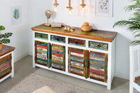 JAKARTA Unique sideboard 160cm mango white colorful recycled solid wood from fishing boats