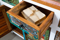 JAKARTA Unique sideboard 160cm mango white colorful recycled solid wood from fishing boats