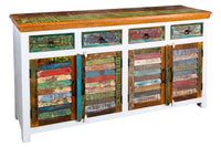 JAKARTA Unique sideboard 160cm mango white colorful recycled solid wood from fishing boats