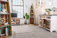 JAKARTA Unique sideboard 124cm mango white colorful recycled solid wood from fishing boats
