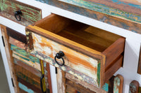 JAKARTA Unique sideboard 124cm mango white colorful recycled solid wood from fishing boats