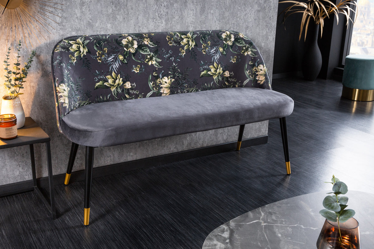 Design Bank PRÊT-À-PORTER Samt florales Muster und goldene Fußkappen