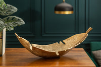 Design Deko Schale SILVER LEAF 62cm Blatt Design Metall Handarbeit