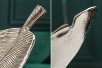 Design Deko Schale SILVER LEAF 62cm Blatt Design Metall Handarbeit