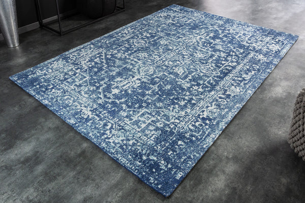 HERITAGE Orientalischer Baumwoll-Teppich 230x160cm blau Vintage Muster