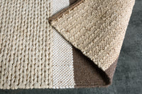 INKA Handgewebter Teppich 230x160cm braun beige gestreift aus Hanf und Wolle