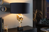 Extravagante Tischlampe SKULL 56cm schwarz gold Metall Totenkopf Skulptur Leuchte