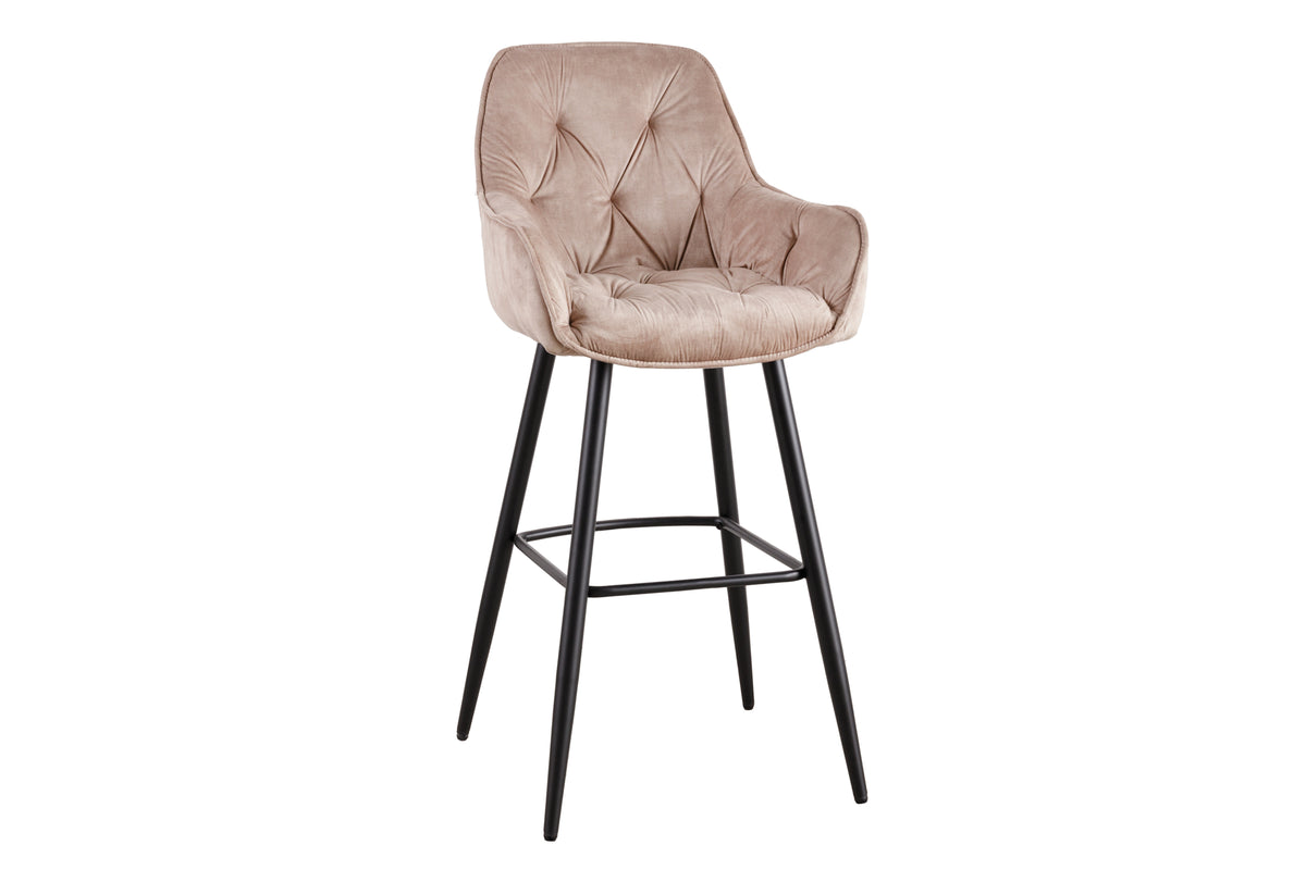 MILANO Design Barhocker braun Samt Barstuhl mit Chesterfield Steppung