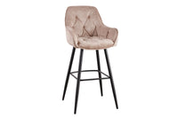MILANO Design Barhocker braun Samt Barstuhl mit Chesterfield Steppung