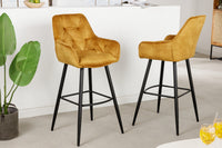 MILANO Design Barhocker braun Samt Barstuhl mit Chesterfield Steppung