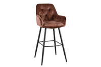 MILANO Design Barhocker braun Samt Barstuhl mit Chesterfield Steppung