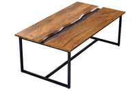 AMAZONAS solid coffee table 110cm mango wood metal black tree edge honey finish