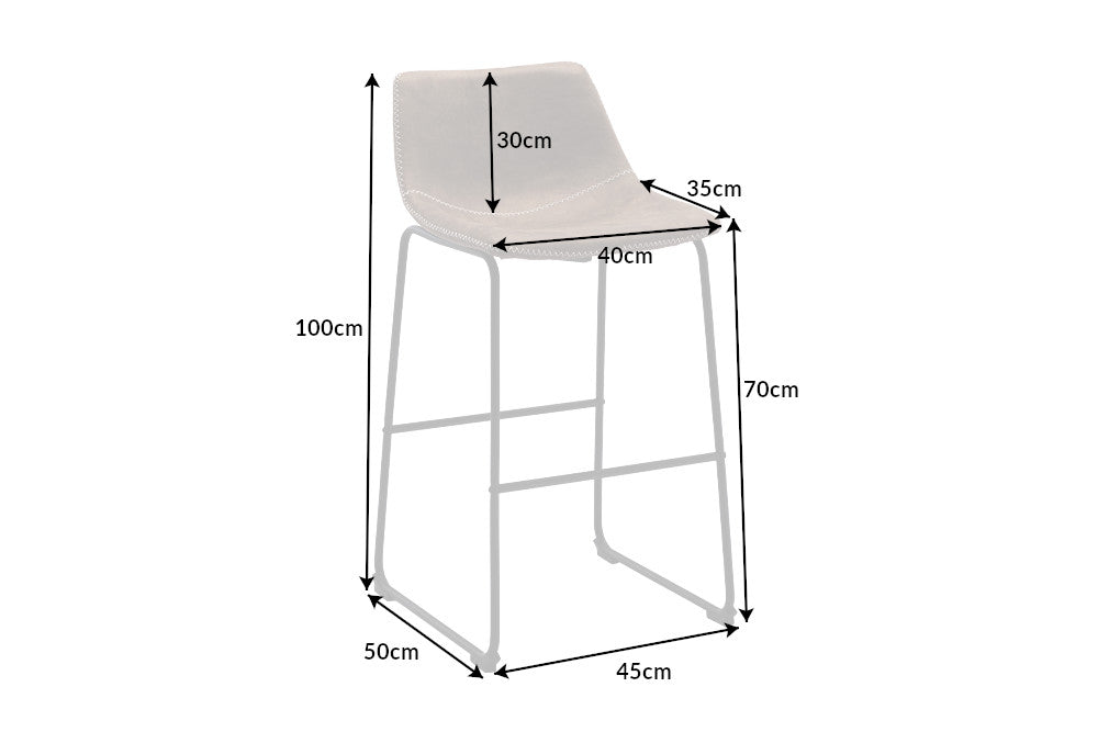 DJANGO Design Barstuhl taupe mit Eisengestell