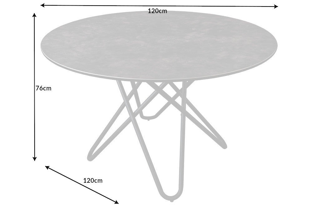 ELLIPSE Runder Esstisch 120cm anthrazit Keramik Hairpin Legs made in Italy