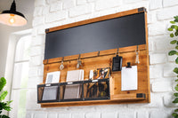Praktisches Wandboard HERITAGE 80cm natur Pinie 6 Haken Kreidetafel Schlüsselbrett