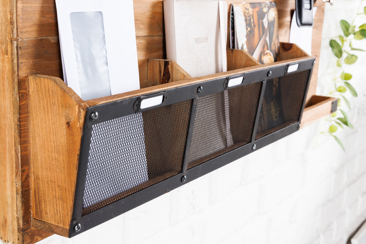 Praktisches Wandboard HERITAGE 80cm natur Pinie 6 Haken Kreidetafel Schlüsselbrett