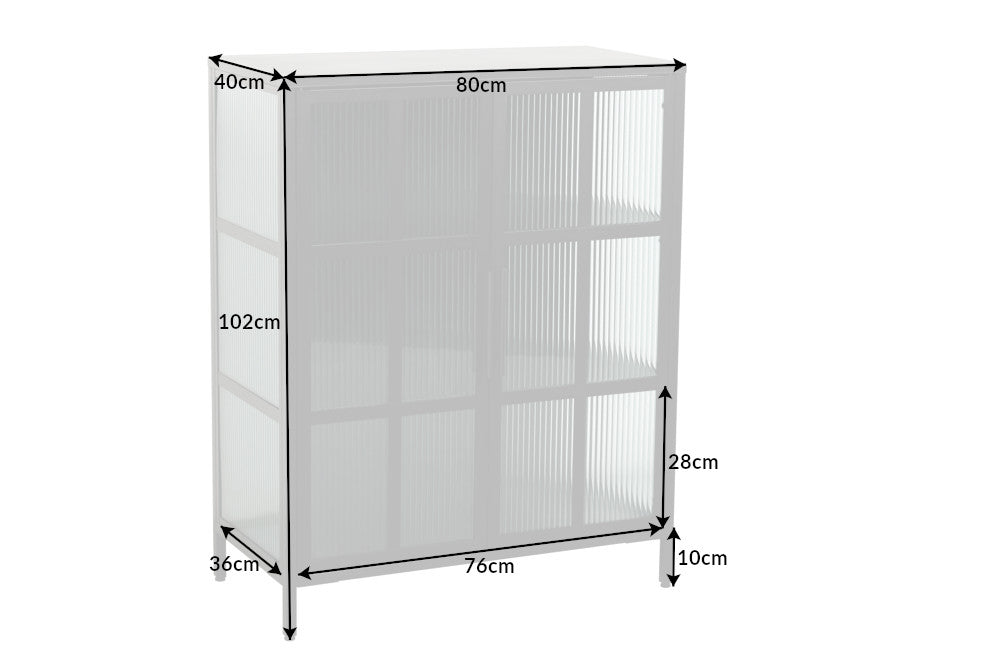 DURA STEEL Industrial Vitrine 80cm schwarz Metall Riffelglas