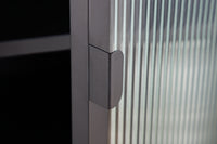 DURA STEEL Industrial Vitrine 150cm schwarz Metall Riffelglas Highboard