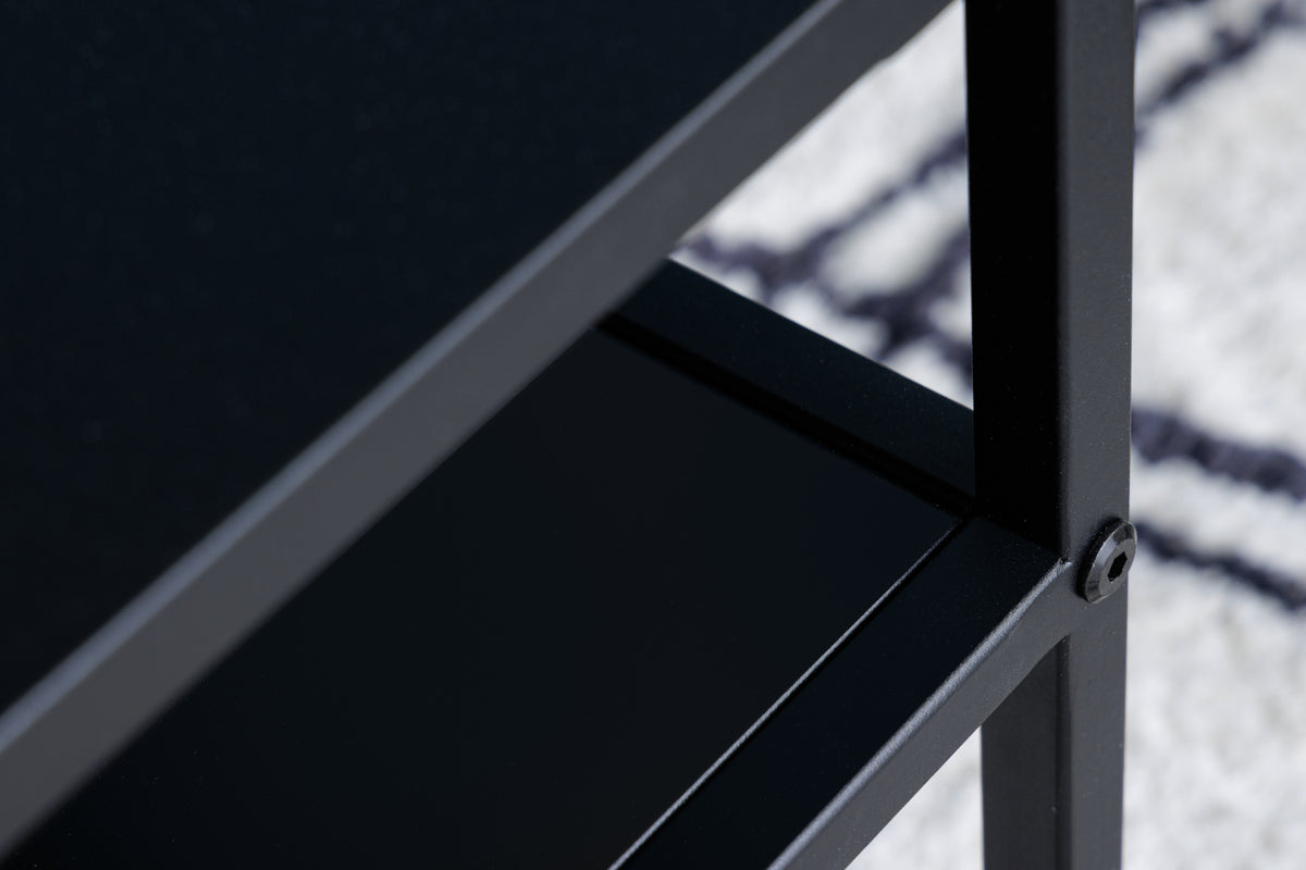 Moderner Couchtisch DURA STEEL schwarz Metall mit Ablagefach