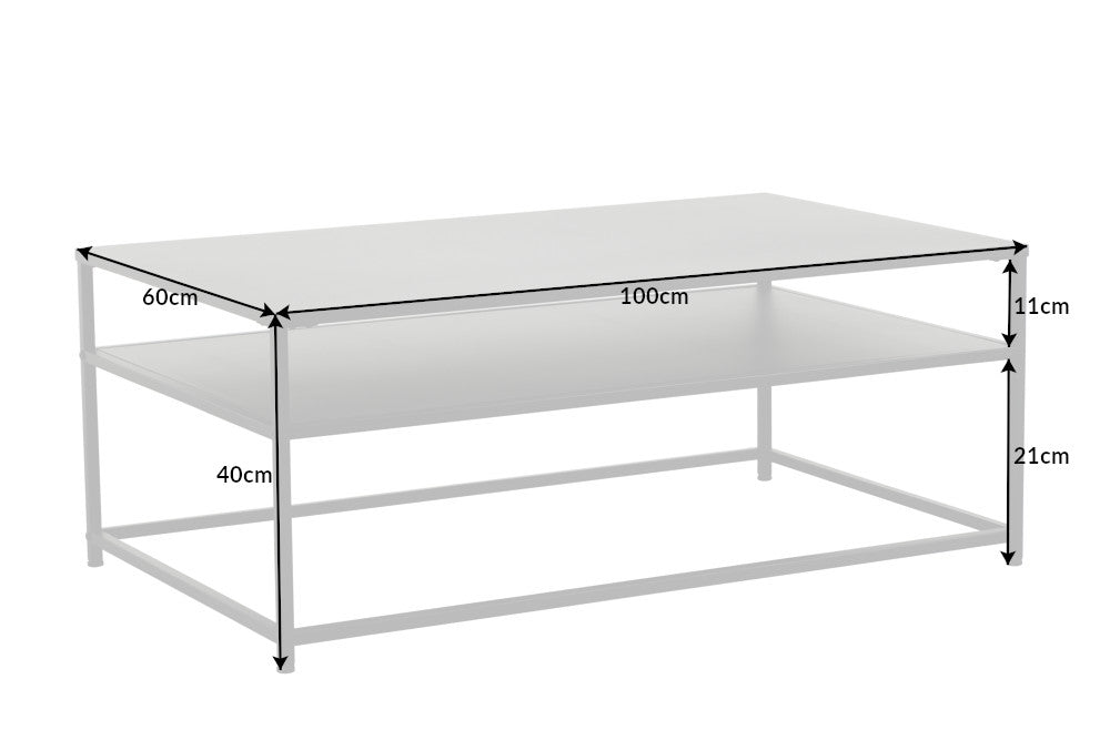 Moderner Couchtisch DURA STEEL schwarz Metall mit Ablagefach