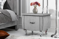 EXTRAVAGANCIA Elegant bedside table 47cm silver gray velvet night dresser with drawer