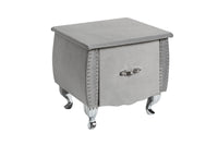 EXTRAVAGANCIA Elegant bedside table 47cm silver gray velvet night dresser with drawer