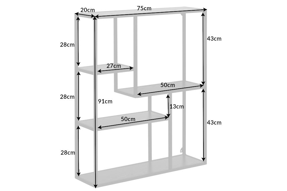 SLIM LINE Industrial Wandregal 91cm Esche fünf Regalböden